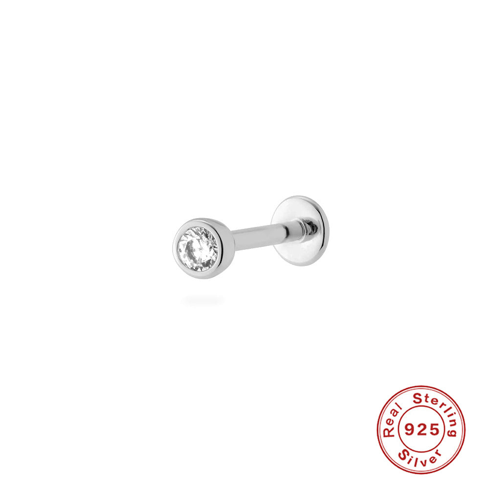 New S925Sterling Silver Stud Earrings18G Flat Head Push Piercing Cartilage Earrings Hot Selling Piercing Ear Lobe