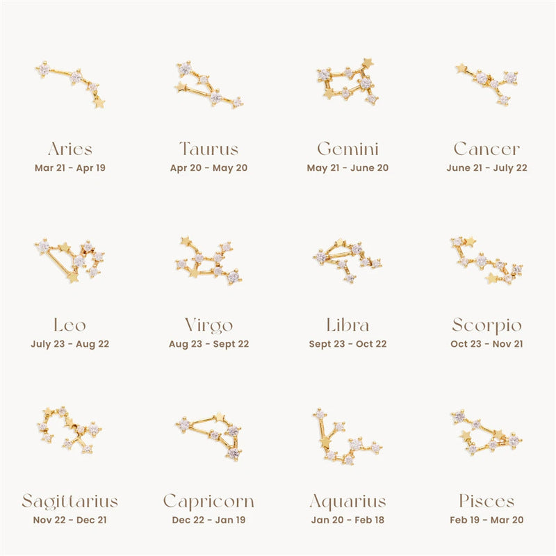 S925Sterling Silver Irregular Zodiac Sign Diamond-Studded Pentagram Earrings Best-Selling Creative Earrings for Women