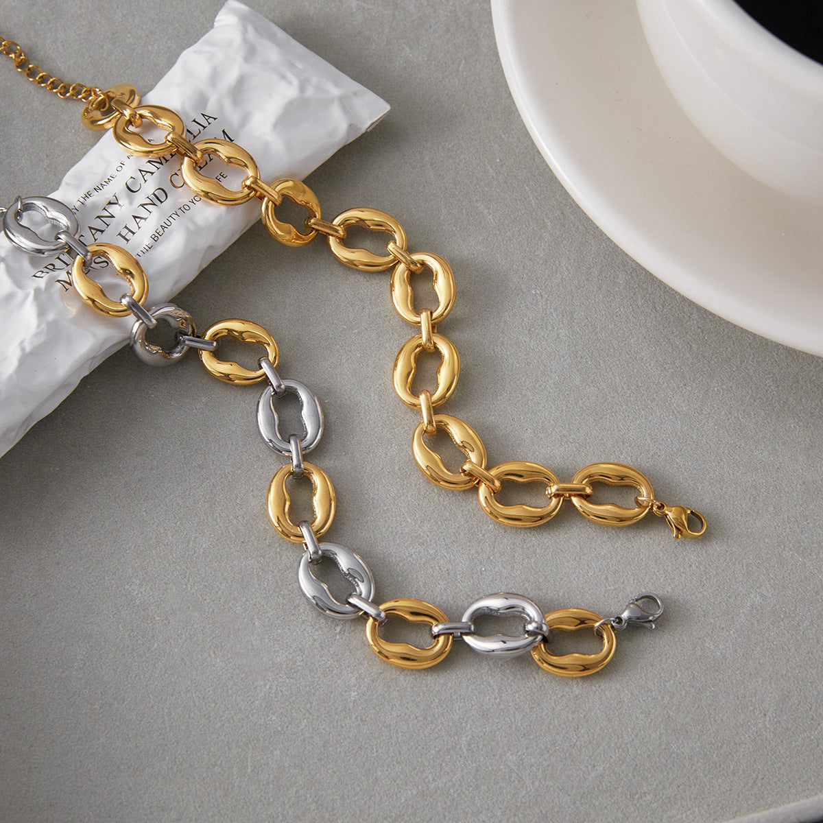 Color Block Bracelet Non-Fading Jewelry for Women Stainless Steel