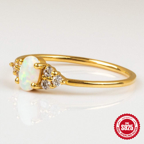 Crystal-Set Opal 925 Sterling Silver Ring — band profile