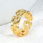 R0266 Fashion Chain Punk Unisex Ring Plain Copper Plated18K Gold