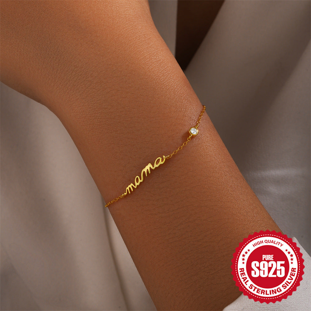 MaMa Alphabet Bracelet 925 Sterling Silver For Women Mothers Day Gift