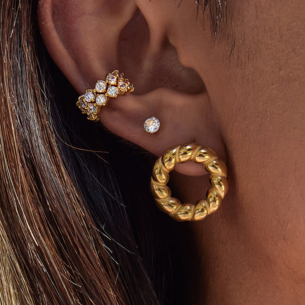 Stainless Steel Circle Stud Earrings Non-Fading Earrings Jewelry for Women