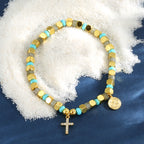 B0307 Vintage Trendy Cross Bracelet Vacation Trendy Beaded