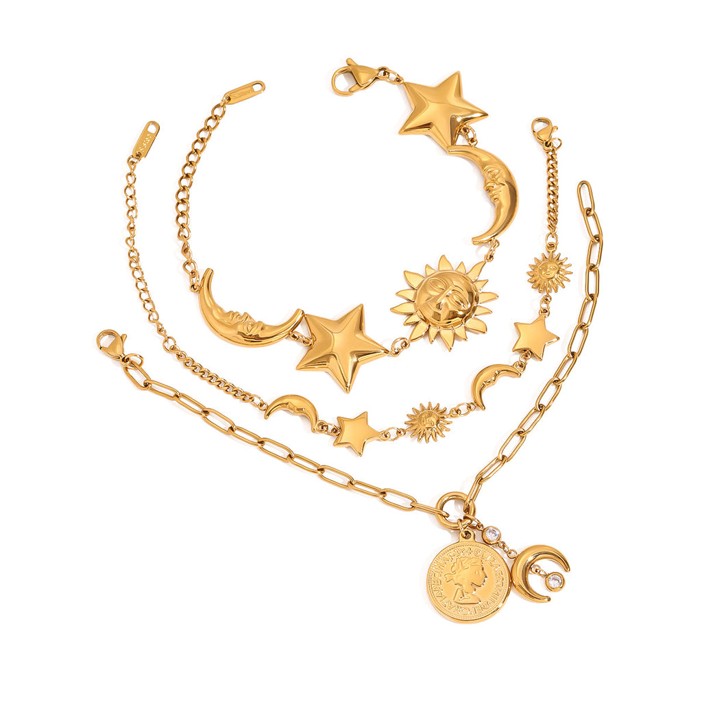 18k Gold Stainless Steel Star Bracelet Jewelry Non-Fading Accessories