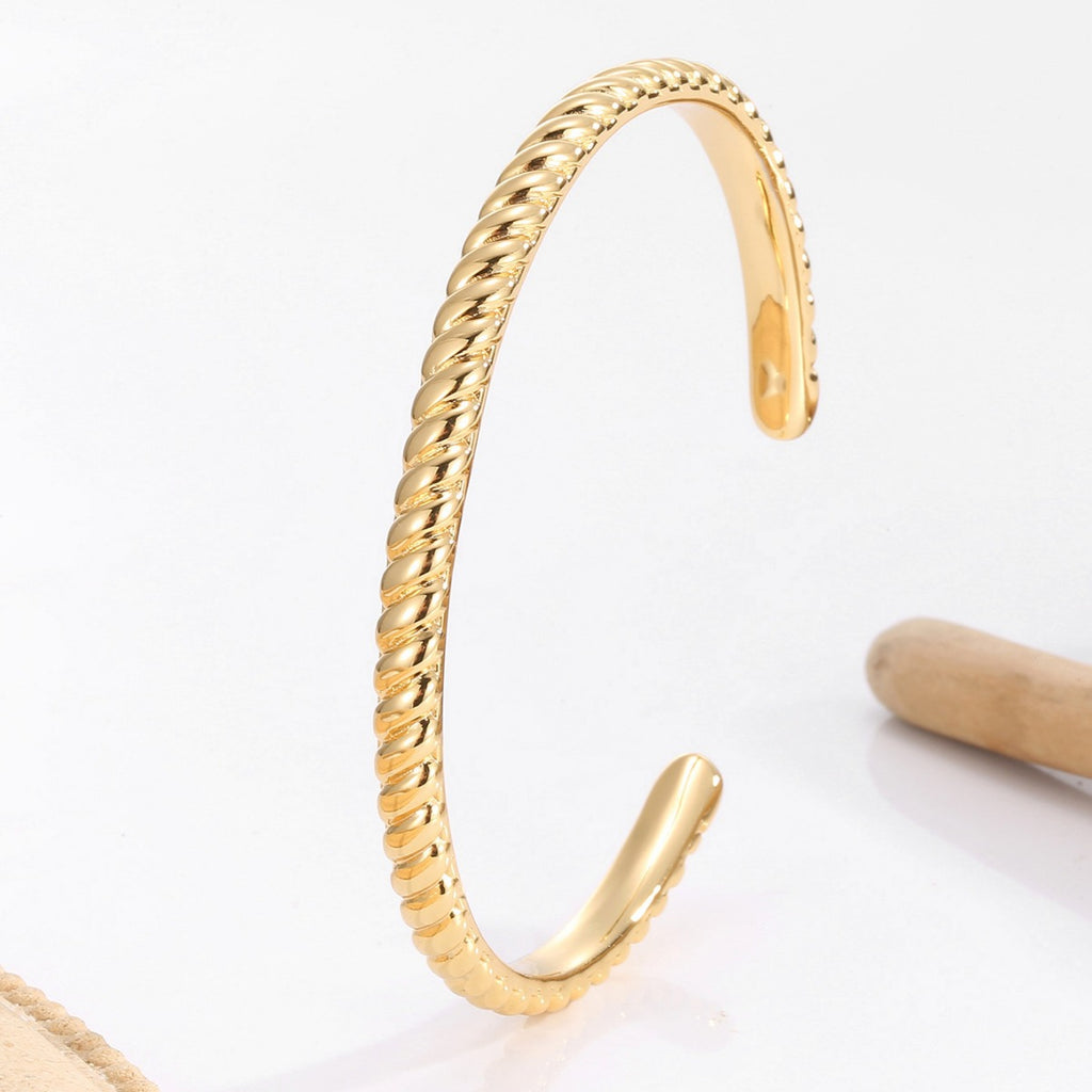 CYB0106 Open Bracelet for Women gold Braided Design