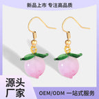 E0259 Cute Girly Pink Peach Ear Hooks for Women Fashion Sweet Energetic Earrings