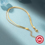 S925 Sterling Silver Double Layer Snake Bone Chain Bracelet