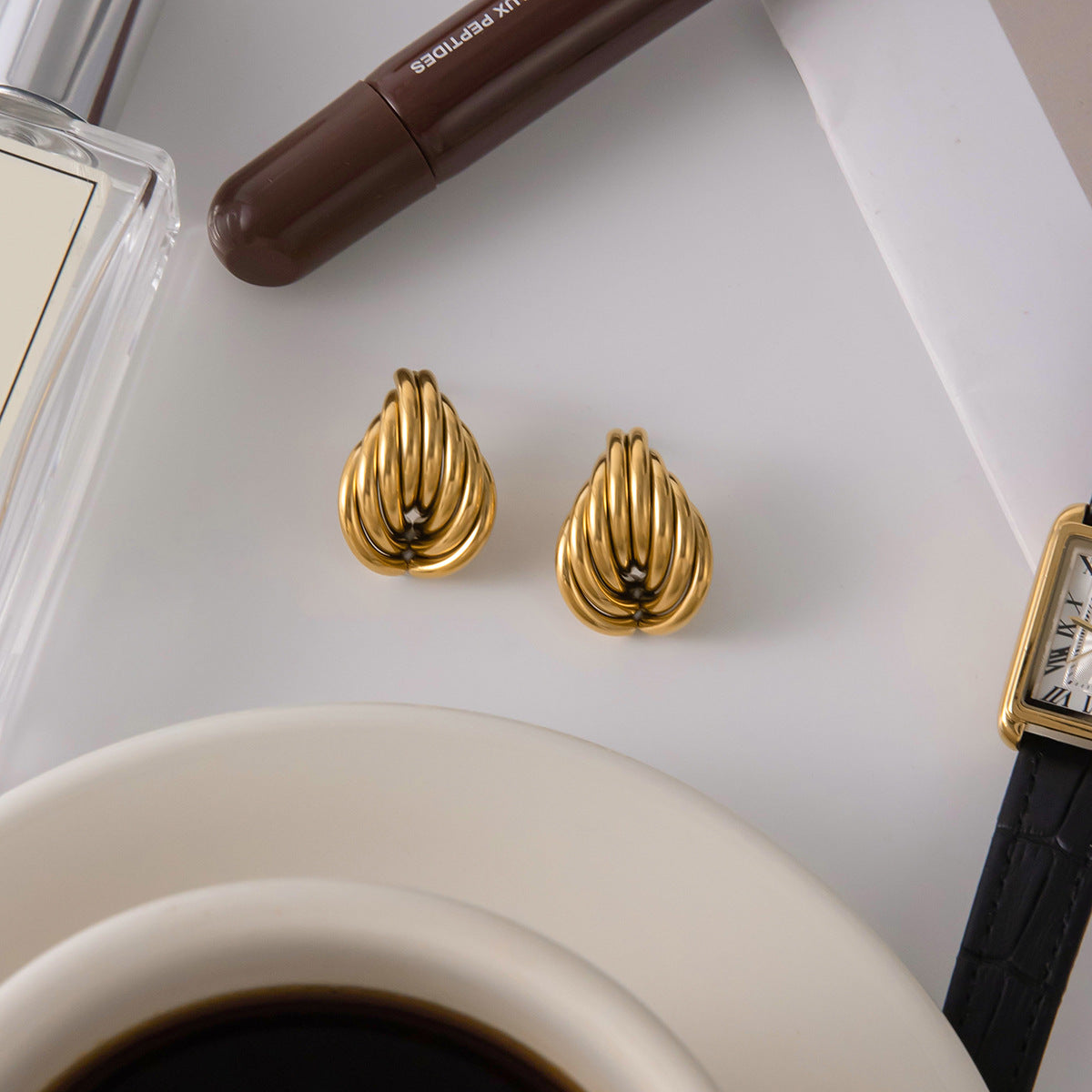 2H Heart-shaped Earrings for Women, Non-fading Stainless Steel Earrings