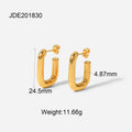 Cubic Zirconia Stainless Steel Stud Earrings in Gold-Plated — Defined Silhouette — detail view — jewelry finish and design detail