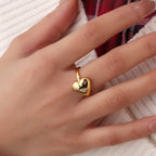 CYR0605 Simple Three-Dimensional Heart Peach Heart Copper Ring