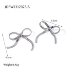 Women's Vintage Bow Earrings Stainless Steel Butterfly Shape Pendant Earrings Ring
