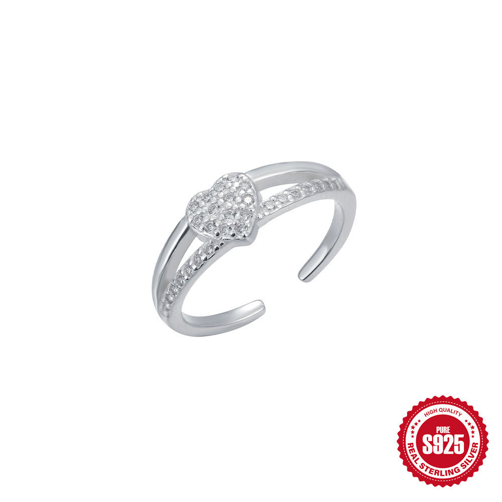 S925Sterling Silver Inlaid Diamond Adjustable Open Toe Ring Hot-Selling Summer Beach Toe Ring Foot Jewelry