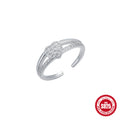 Adjustable 925 Sterling Silver Ring — front view — alternate angle 2 — jewelry finish and design detail