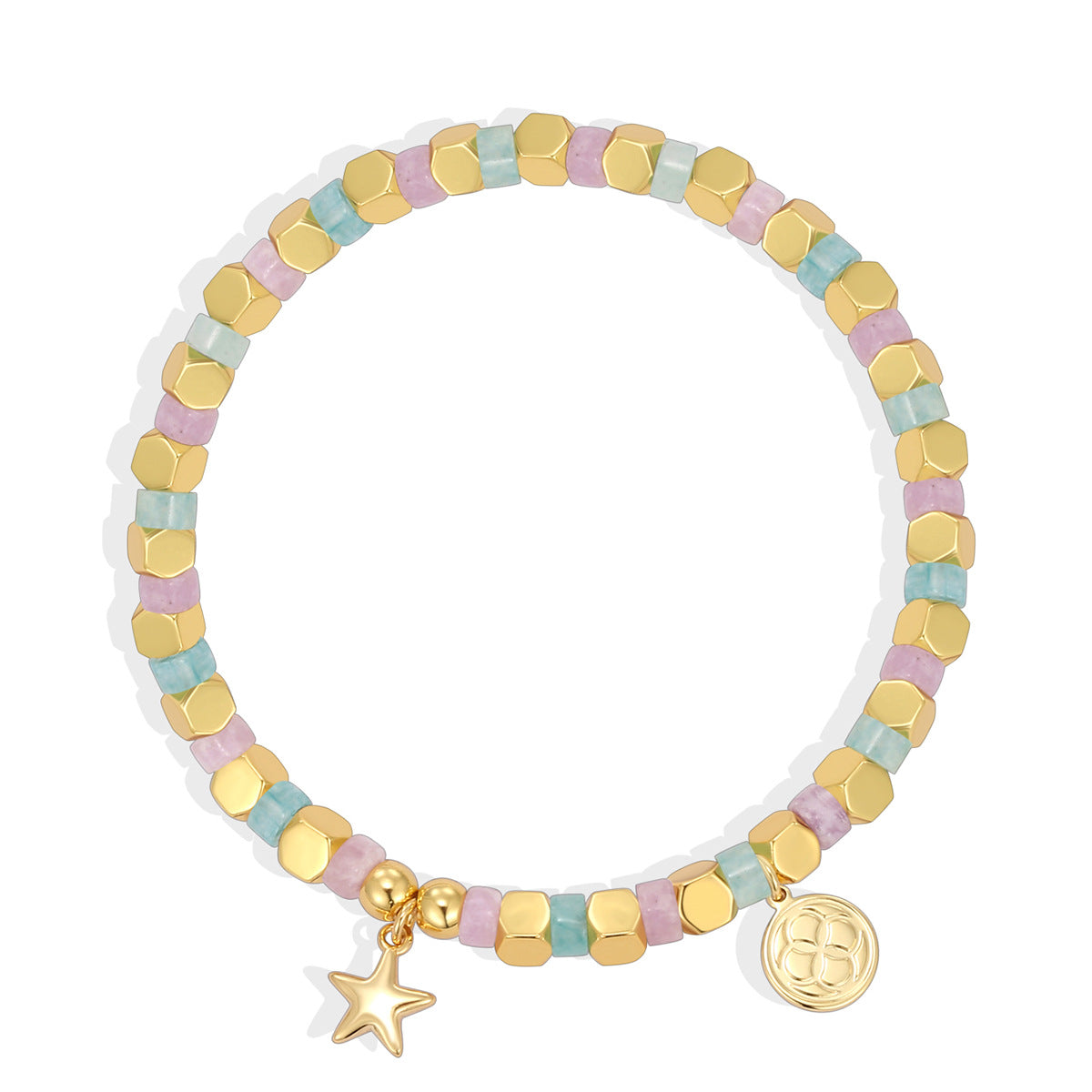 B0312 Star Pendant Trendy Casual Bracelet Chalcedony Stone Beads