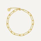 B0184 Fashion Paperclip Bracelet for Women, Brass Gold-Plated, Minimalist Style