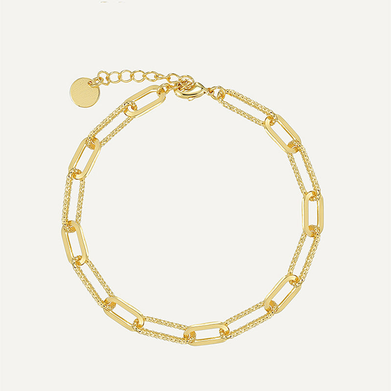 B0184 Fashion Paperclip Bracelet for Women, Brass Gold-Plated, Minimalist Style