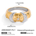 Gold-Tone Stainless Steel Ring with Sunburst Cubic Zirconia Detail with gold-tone stainless steel construction