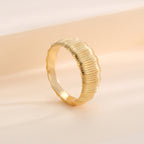 R0140 Bread Pattern Smooth Gold-Plated Ring for Women, Unique Fashionable Minimalist Style gold