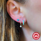 S925Sterling Silver Double Row Mixed Color Diamond Earrings Earrings Hot Selling Trendy Earrings