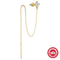 Floral Stud Chain 925 Sterling Silver Earrings — jewelry design view 06
