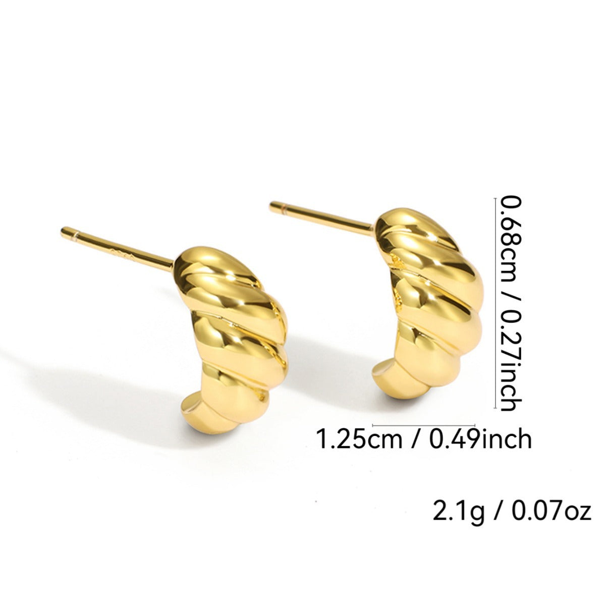 E0059Wind gold Ox Horn Earrings for Women, Plain Gold Vintage Earrings, Copper Gold-Plated Jewelry