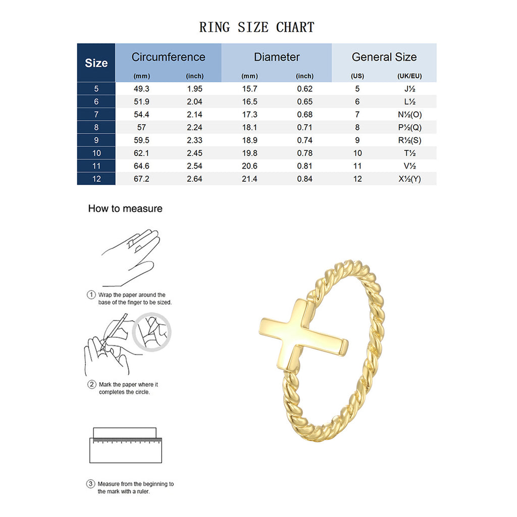 R0637 Design Sense Cross Ring Copper Plated18K Gold Finger Ring Fashion Trendy Decoration
