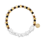 B0323 Minimalist Stainless Steel Round Beads Fashion Tiger Eye Stone Beads