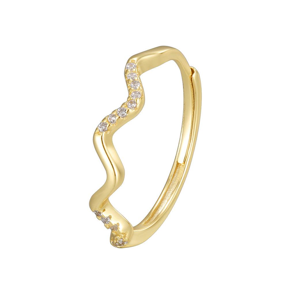 SR0033 S925Silver Wave Micro Pave Zirconia Ring Design Sense