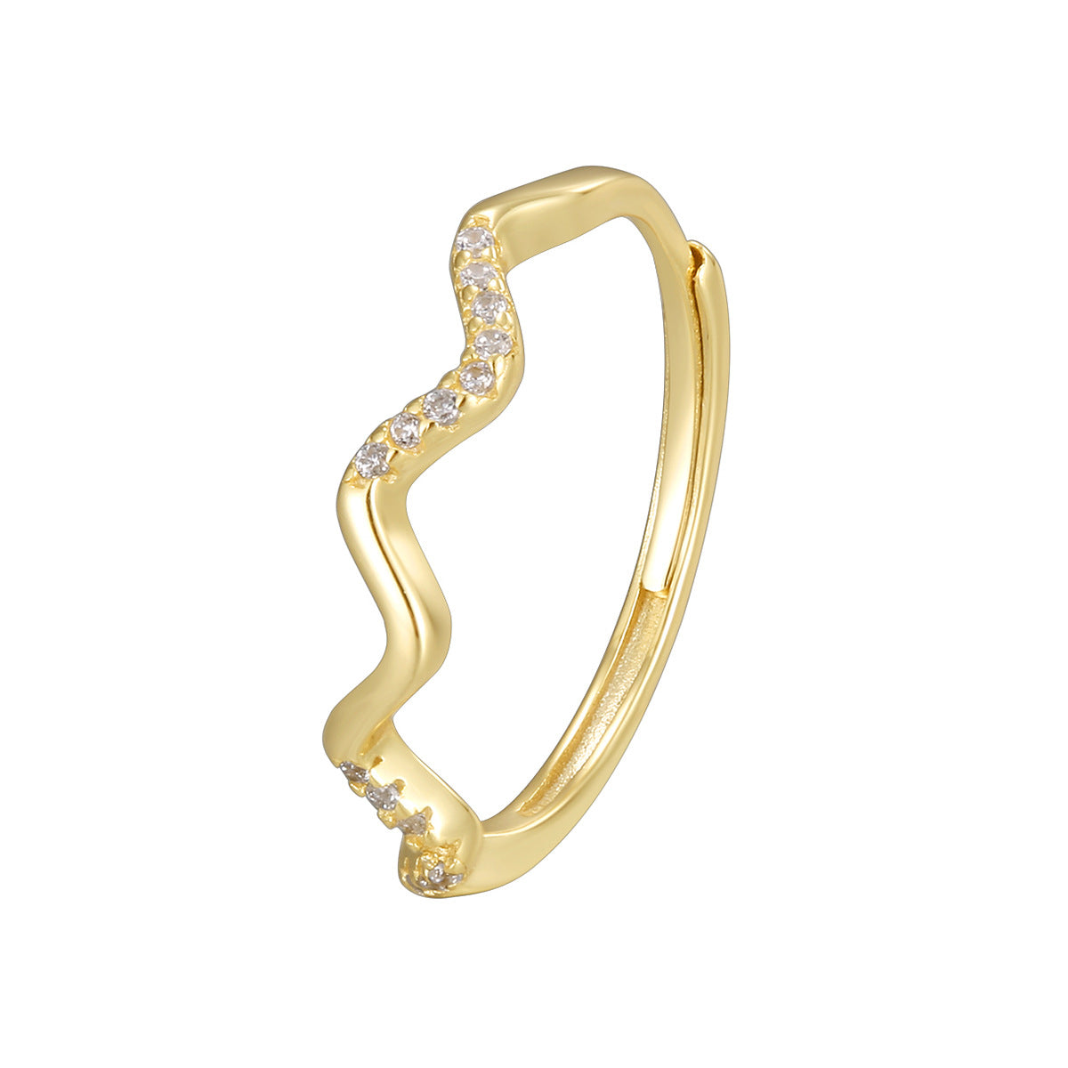 SR0033 S925Silver Wave Micro Pave Zirconia Ring Design Sense