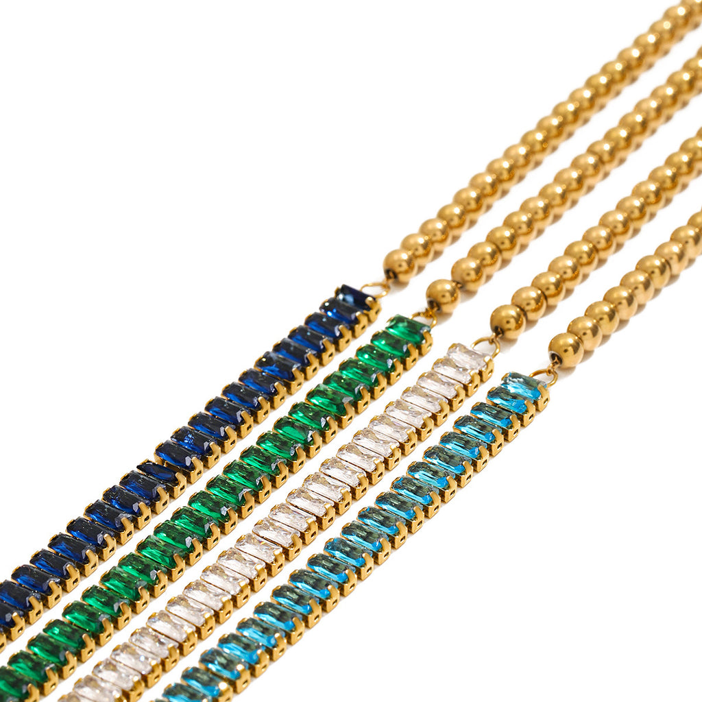 2H Stainless Steel Zircon Bracelet Stacking Jewelry Non-Fading Accessories for Women