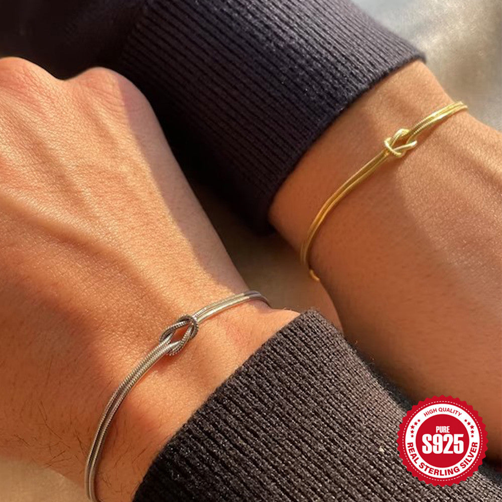 S925 Sterling Silver Snake Bone Chain Bracelet Couple Korean Style