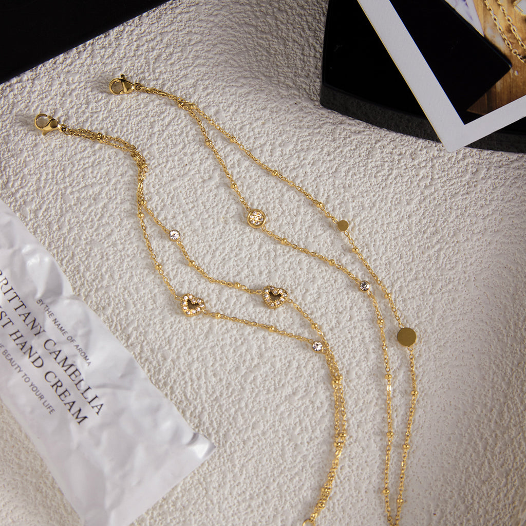 Rhinestone Double Layer Bracelet Jewelry Non-Fading Stainless Steel Jewelry for Women