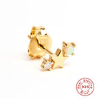 S925Sterling Silver Five-Pointed Star Zodiac Birthstone Inlaid Diamond Stud Earrings Creative Earrings Jewelry