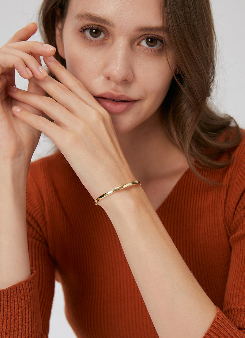 B0118 Minimalist Geometric Fashion Gear Open Bracelet Personality Smooth Bracelet Jewelry