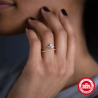 S925Sterling Silver Luxury Square Diamond Ring Fashion Carat Diamond Engagement Ring