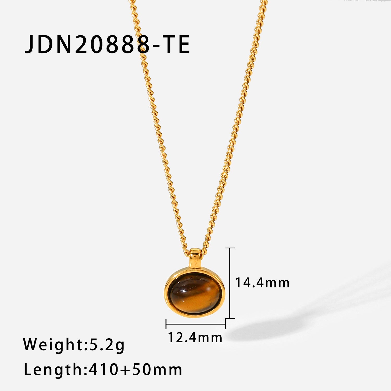 2H 18K Gold Stainless Steel Necklace Vintage Natural Stone Pendant Necklace Zircon Necklace for Women