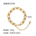 Gold-Plated Stainless Steel Cuff Bracelet with Cubic Zirconia Vintage Detail — product profile — jewelry finish and design detail