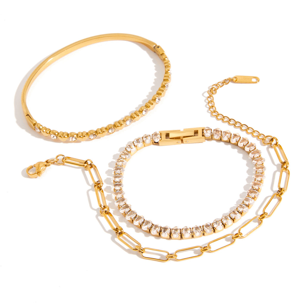 Stainless Steel Heart Zircon Bracelet Non-Fading Women's Jewelry