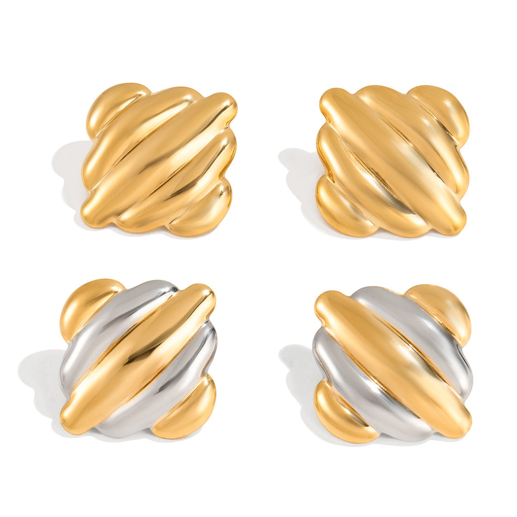 Stainless Steel Geometric Stud Earrings Jewelry Does Not Fade18k Gold accessories