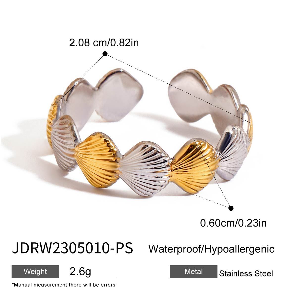 Vacation Starfish Shell Ring Non-Fading Jewelry Stainless Steel Accessories Ring