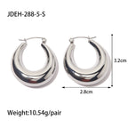 Steel Color Stainless Steel French Style Smooth Hollow Earrings Blogger Same Style Fashion Versatile Hoop Earrings for Women