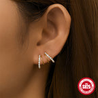 925Sterling Silver C Wave Shape Single Row Diamond Stud Earrings Hoop Earrings Hot Selling Classic Irregular Earrings