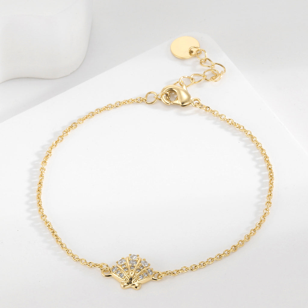 CYB0360 Copper plating14k Gold Zircon Shell Bracelet Fashion Girl Jewelry