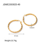 Fashion18K Gold Stainless Steel Cable Line Texture Earrings Non-Fading Earrings Women's Ear Jewelry