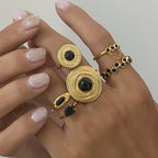 2H Stainless Steel Black Onyx Ring Natural Stone Ring rings