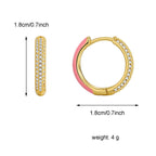 E0497 Simple Elegant Fashion Earrings for Women Pink Resin Micro Inlaid Zircon Hoop Earrings