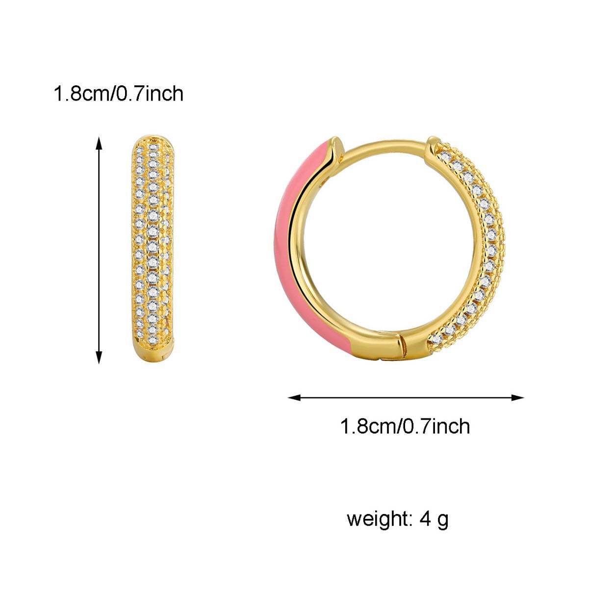 E0497 Simple Elegant Fashion Earrings for Women Pink Resin Micro Inlaid Zircon Hoop Earrings