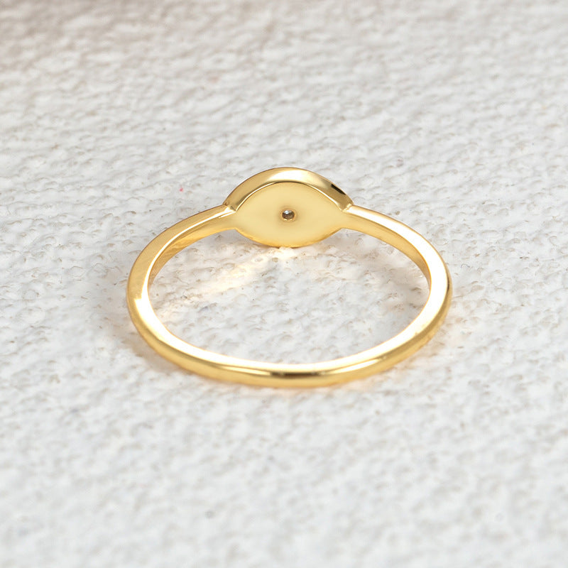 R0145 Personalized Simple Marquise-Shaped Zircon Ring Demon's Eye Ring for Women
