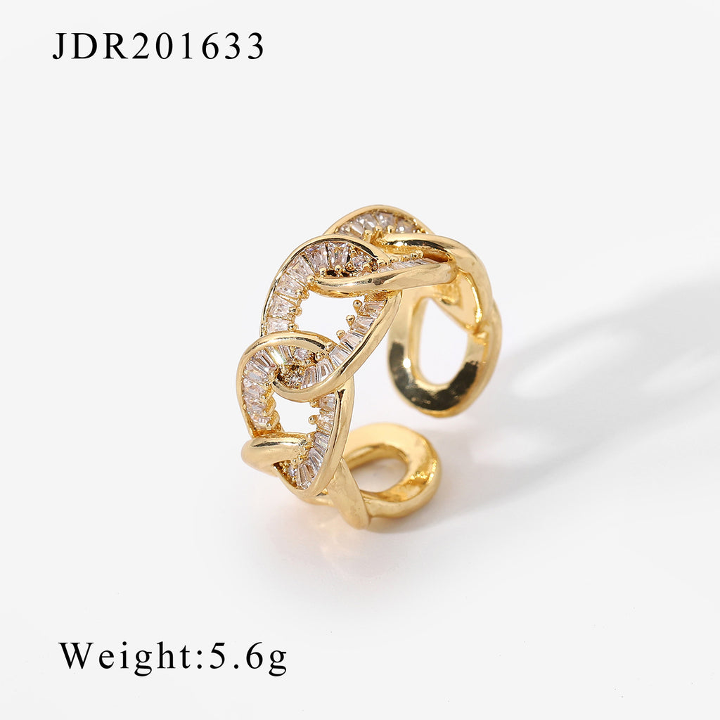 Women's Ethnic Ring Non-Fading Zircon Ring Open Vintage Couple Ring